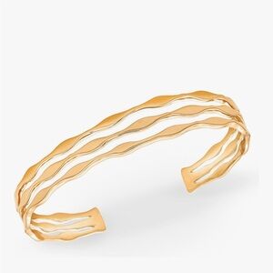 Rocksbox Pluma Three Row Wavy Cuff Bracelet -Adjustable Bracelet14k Gold Plating